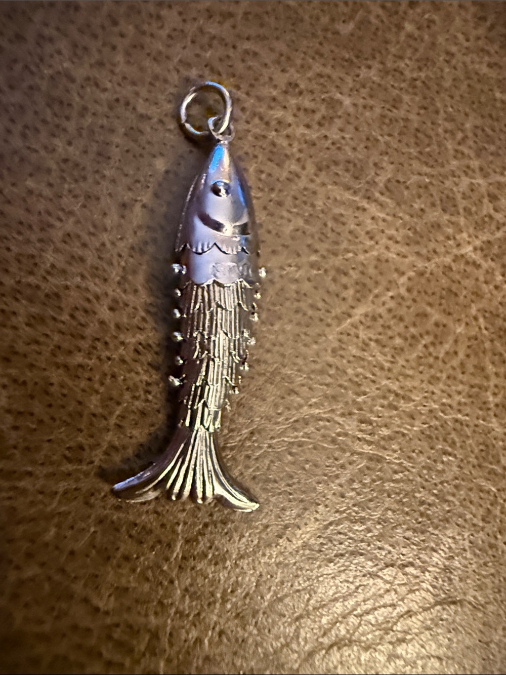 Vintage Silver Fish Pendant Necklace Charm - Silver NOS